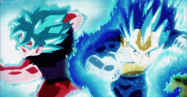 a cartoon of goku and vegeta from dragon ball