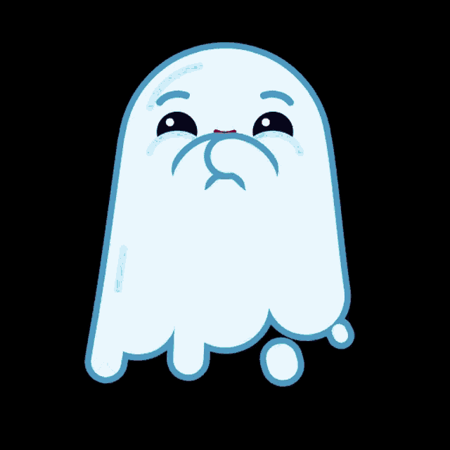 a cartoon ghost with tears coming out of its eyes is laughing .