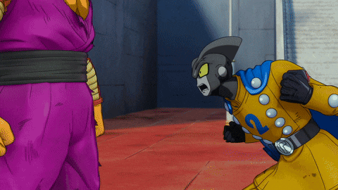 a cartoon character in a yellow and blue outfit with the number 2 on his chest