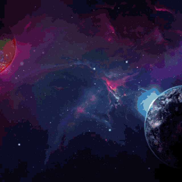 a drawing of an infinity symbol in space with planets