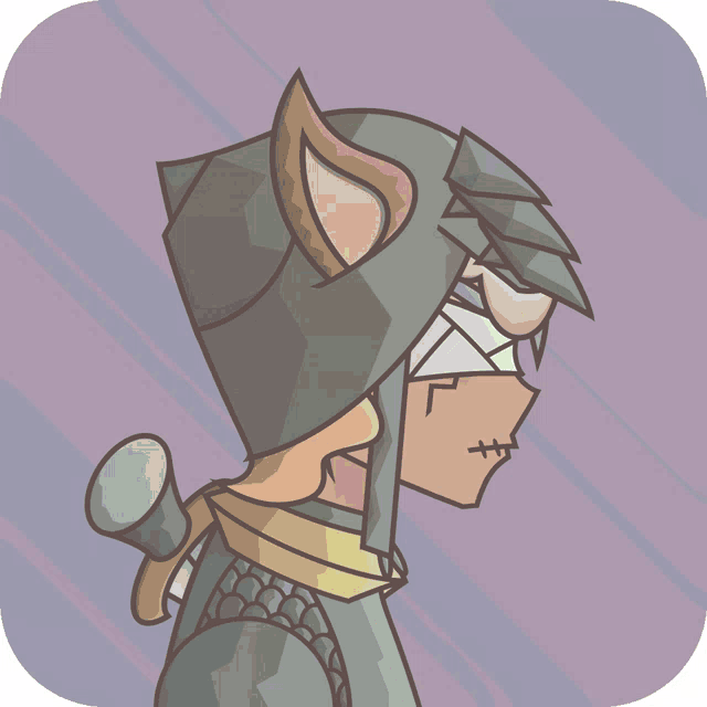 a cartoon drawing of a person with green hair