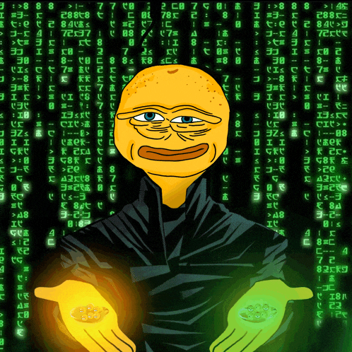 a cartoon character is standing in front of a green background with numbers