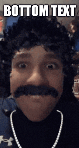 a man wearing a fake mustache and a pearl necklace with the caption bottom text