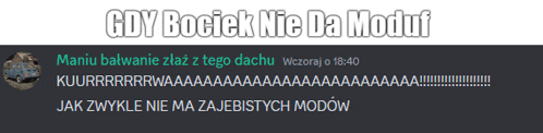 gdy bociek nie da moduf is written on a screen