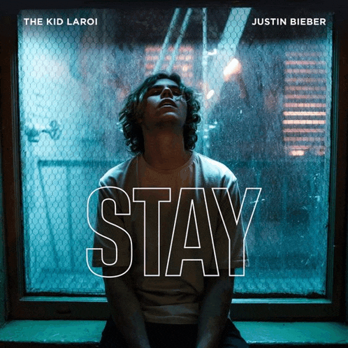 justin bieber 's album cover for stay features a man sitting on a window sill