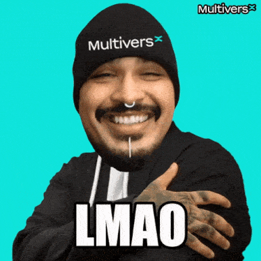 a man wearing a beanie that says multivers