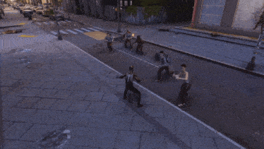 a spider is crawling across a city street with people running