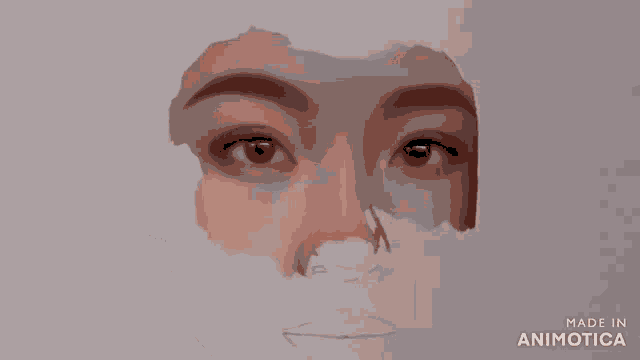 a person is painting a woman 's face with a brush and made in animatica