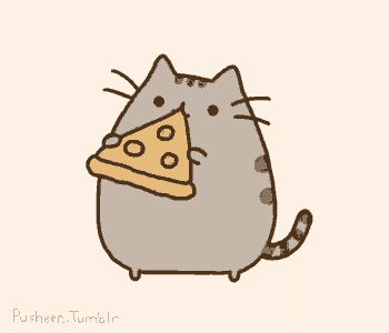a cat with a slice of pizza in its mouth