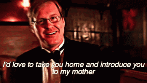 a man in a tuxedo and bow tie says i love to take you home and introduce you to my mother