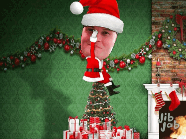 a christmas tree with a man 's face on it