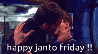 a picture of two men kissing with the caption happy jano friday