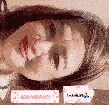 a picture of a woman with the words good morning on the bottom