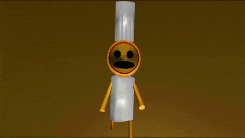 a cartoon character with a smiley face on his face