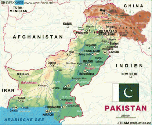 a map of pakistan with the flag of pakistan