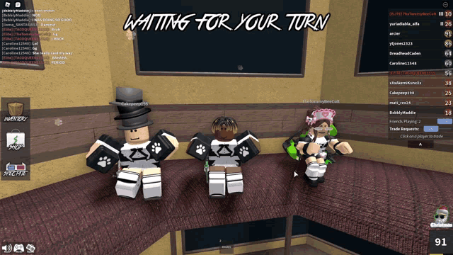 a screenshot of a video game with the words " waiting for your turn "