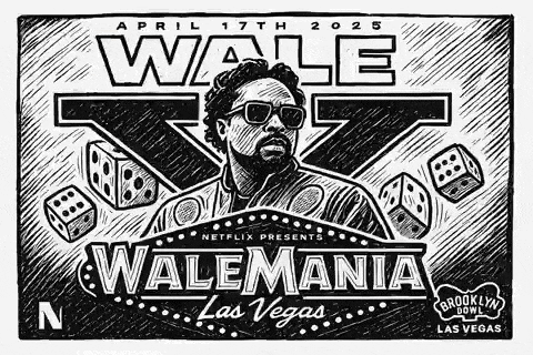 a black and white poster for walemania in las vegas