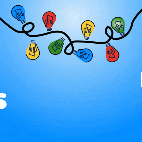 a bunch of colorful light bulbs hanging from a string