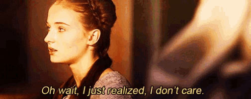 a woman says " oh wait i just realized i don t care "