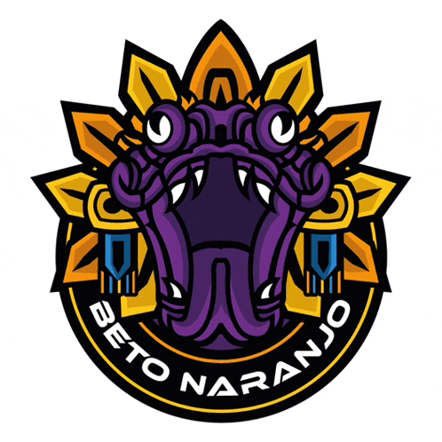 a logo for beto naranjo with a purple snake