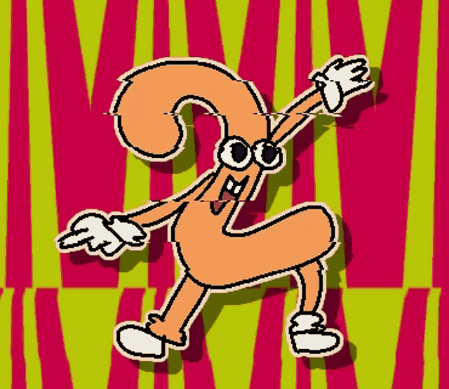 a cartoon drawing of a number 2 dancing