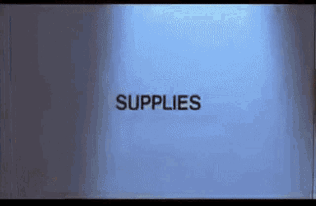 the word supplies is displayed on a blue background .