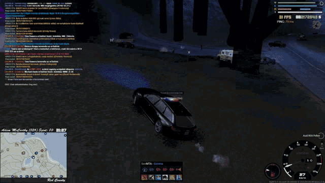 a screen shot of a video game shows a police car and a armored vehicle