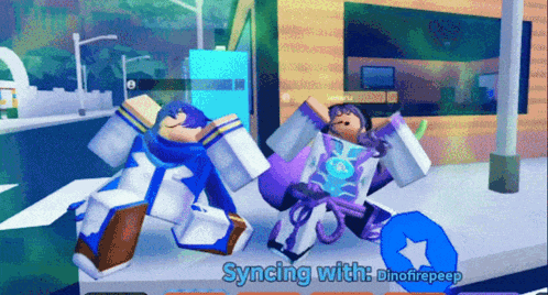 a screenshot of a video game with the words syncing with dinofirepeep