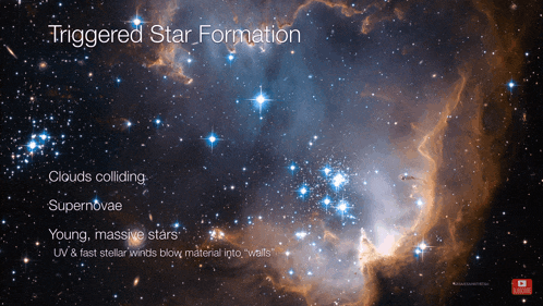 a picture of a galaxy with the words triggered star formation