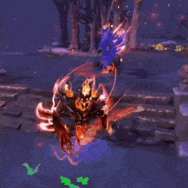 a video game scene with a bunch of fire and explosions