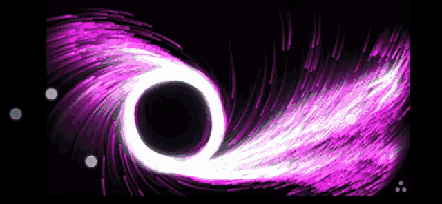 a black hole with a purple swirl coming out of it