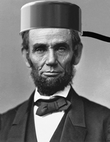 a black and white photo of abraham lincoln with a hat on