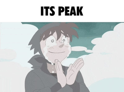 a cartoon of a boy crying with the words its peak below him