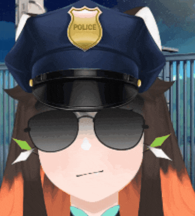 a girl wearing a police hat and sunglasses
