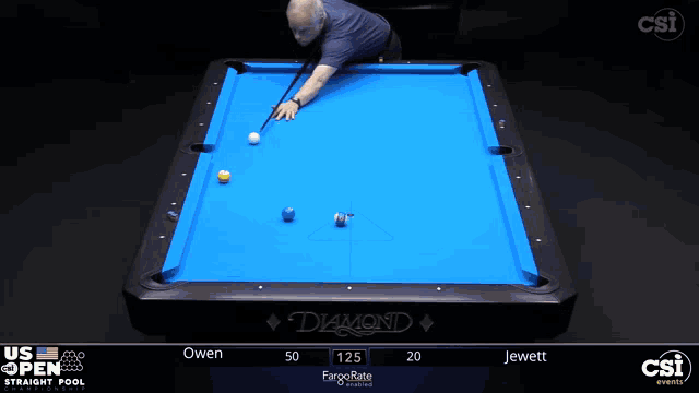 a pool table with a blue cloth that says diamond