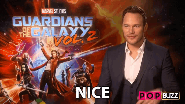 a poster for guardians of the galaxy vol 2 with a man in a suit