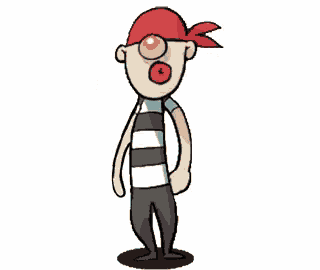 a cartoon of a man wearing a red bandana