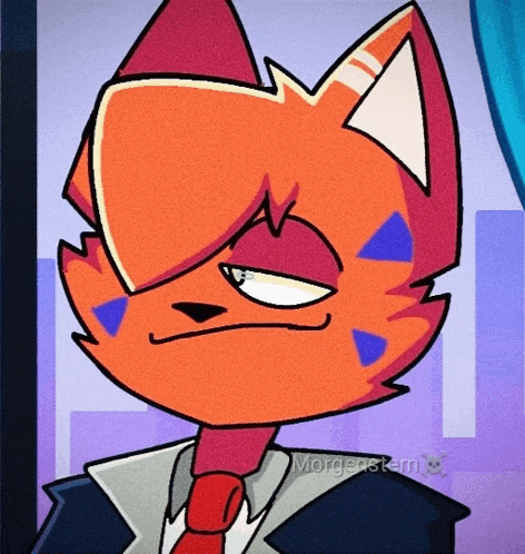 a cartoon drawing of a cat in a suit and tie