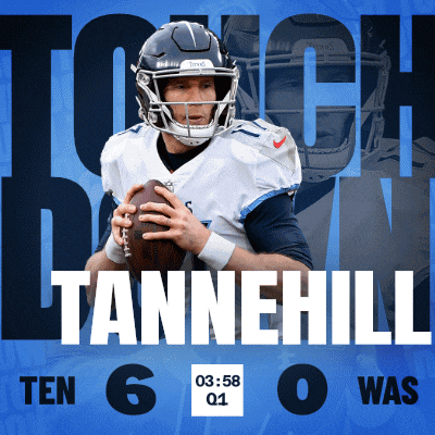 a football player is holding a ball in front of a scoreboard that says ten 6 0