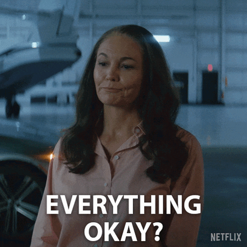 a woman says everything okay in front of a netflix logo
