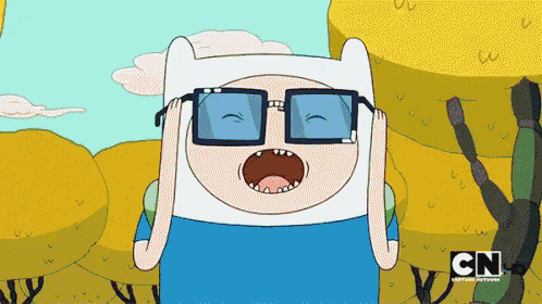a cartoon character with glasses and the cn logo