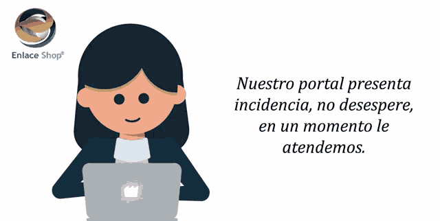 a cartoon of a woman sitting in front of a laptop with the words nuestro portal presenta incidencia