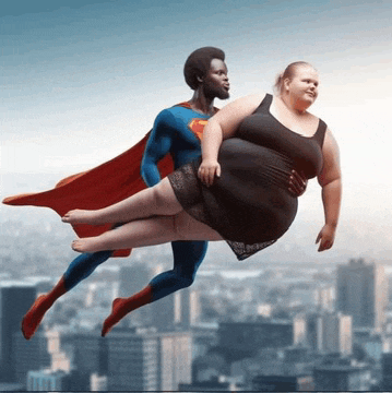 a man in a superman costume is holding a woman in his arms
