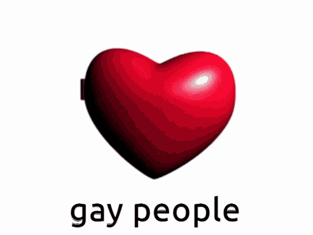 two red hearts with a picture of a man and the words gay people