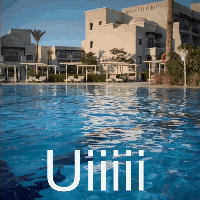 a swimming pool with the word uiiii written on it