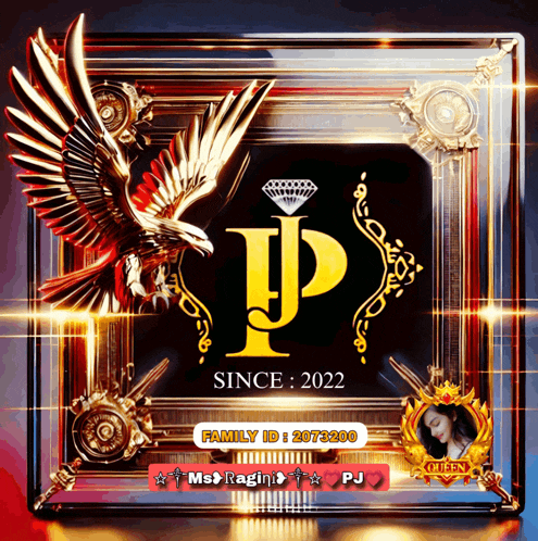a picture frame with a gold eagle and the letter p on it