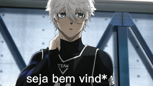 a picture of a boy with the words seja bem vind *