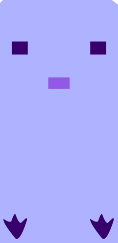 a purple object with a purple square in the middle of it 's face