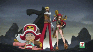 a group of anime characters standing next to each other