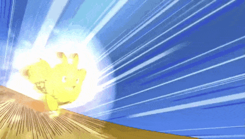 a cartoon drawing of a pikachu with a blue background